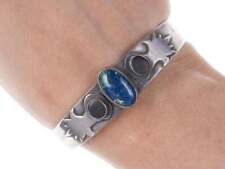 Vintage Silver Azurite and wood inlaid bracelet picture