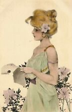 Postcard Tuck's Continental Series #4003 MM Vienna Pastel Girl Reading Letter  picture