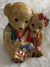 Vintage Celebrate the Season 12” Teddy Bear Family Christmas Cookie Jar picture