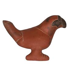 Vintage Parrot Bird Mexican Terra Cotta Primitive Art Pottery Water Vessel Vase picture