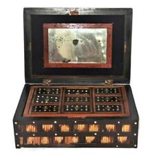 Antique Anglo-Indian Bone Brown Porcupine Quill Storage or Jewelry Box w/ Insert picture