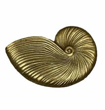 Vintage Brass Nautilus Seashell Dish Plaque Beach House Nautical Eclectic picture