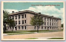 Ashtabula Harbor Ohio~Harbor High School On Corner~Vintage Postcard picture