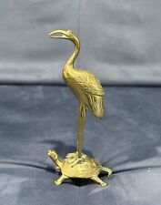 Vintage Brass Majestic Crane Standing on Tortoise picture