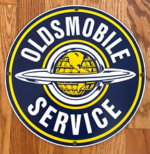 Vintage Oldsmobile Service Porcelain Metal Car Truck Gasoline Oil Sign 11.25