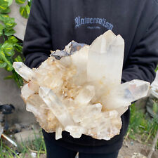 8.4lb Large Natural Clear White Quartz Crystal Cluster Rough Healing Specimen picture