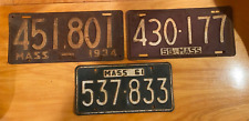 A lot of Three Vintage Massachusetts License Plates picture
