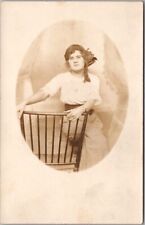 Vintage 1910s Studio Photo RPPC Postcard Pretty Young Lady / Head Scarf - Unused picture