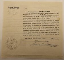 Vintage Notary Doc, Signed, Embossed Seal, Revenue Stamps, Cook Co., IL 1945 picture