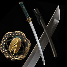 30'' Polished T10Steel Clay Tempered Japanese Samurai Wakizashi Sword Real Hamon picture