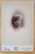 St. Paul, MN Cabinet Card woman w/ soft smile, frizzy bangs, c 1885 by Essery picture