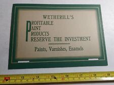 Vintage Wetherill's Paint Varnish Enamel Advertising Cardstock Sign picture