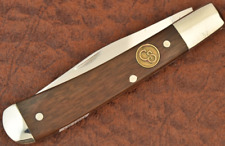 RARE CANAL STREET USA JIGGED SMOOTH WALNUT WOOD TRAPPER KNIFE NICE (16160) picture