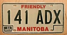 1984 FRIENDLY MANITOBA CANADA AUTO  LICENSE PLATE 