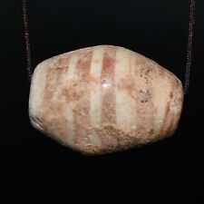 Large Ancient Stone Age Stone Bead with Stripes in Good Condition Est 2200+ Year picture