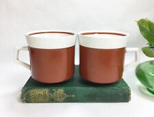 Pair of Vintage Coffee Mugs By Mikasa Light N Lively Japan Ceramic Retro Brown  picture