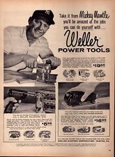1958 Weller Power Tools Print Ad Mickey Mantle Sabre Saw Soldering Gun Sander picture