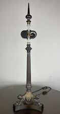 Antique Vintage French Empire Neoclassical Bronze Triple Lion Paw Table Lamp picture
