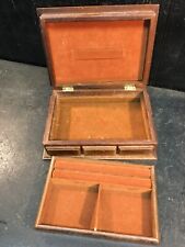 Vintage Mens Wood Trinket box stash ring wood Jewelry Box Mid Century picture