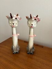 Vintage Japan Napco Long Neck Deer Reindeer Salt & Pepper Shakers picture