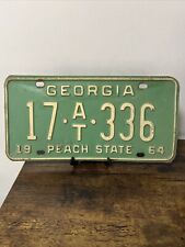 VTG 1964 Georgia Peach State License Plate GREEN Whitfield County 17•AT•336 picture
