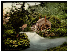 England. Derbyshire. Ashford. Old Mill. Vintage Photochrome by P.Z, Photochrome picture