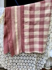 Beautiful Vintage 40's Camp Blanket Pink Ombre Plaid & Border Stripe picture