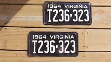 1964  64 VA Virginia License Plates matched pair T236-323 picture