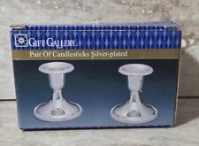 Pair Of Silver Plated Candle Stick Holders Gift Gallery 3 Inch picture