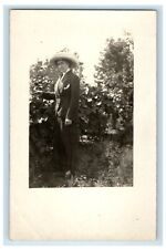 c1910's Boy Wear Coat Pontiac Grape Vines Michigan MI RPPC Photo Postcard picture