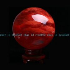Natural Red Melting Stone Quartz Crystal Sphere Ball Healing Reiki Decor 50/60mm picture
