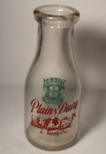 WWII Era 1940s Plains Dairy Valley Falls Rhode Island Milk Bottle Cow Graphic RI picture