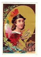 c1890 Victorian Stock Trade Card Painter Rapheal French Gold Chromo picture