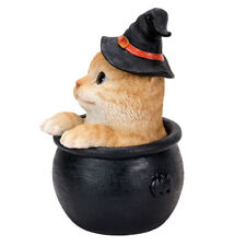 PT Halloween Orange Tabby Kitten in a Cauldron Figurine picture