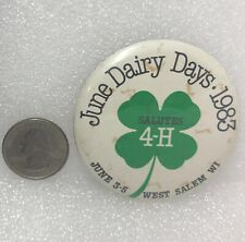 1983 June Dairy Days West Salem Wisconsin Salutes 4-H Button Pin picture