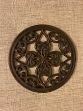 Vintage Metal Cast Iron Round Kitchen Trivet Footed 7” picture