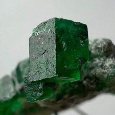 13 Carat Top Quality Natural Deep Green Terminated Emerald Crystals On Matrix picture