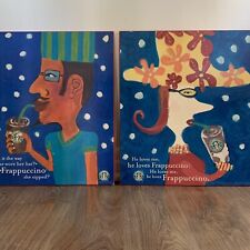 Vintage RARE 1990s STARBUCKS COFFEE Set Of 2 Art Posters Frappuccino 22”x 25.5” picture