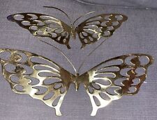 2 MCM Brass Butterfly Wall Hanging Decor Mid Century Vintage Japan W picture