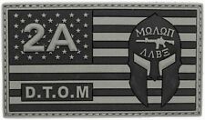 D.T.O.M USA Flag 2A 2nd Amendment Molon Labe Patch [3D-PVC Rubber-DY5] picture
