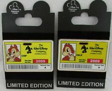 Disney DEC Chip Dale Employee I.D. Badge Pin Set New on Original Backer LE 300 picture