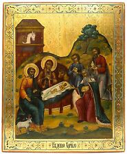 Old Antique Russian Icon of Nativity of Jesus, 19th c picture
