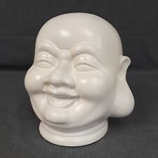 Large Happy Buddha Head Larger Than Life Size Sculpture White Porcelain Laughing picture