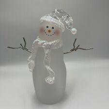 Frosted Snowman Acrylic Figurine Christmas Decoration Glitter Trim 9