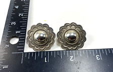 Vintage LARGE Southwestern Native American Silver Concho Stud Earrings ☀️Video☀️ picture