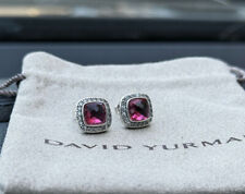 David Yurman Sterling Silver 7mm Albion Stud Earrings Tourmaline w/ Diamonds picture