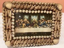 Vintage Seashell Picture Photo Frame Handcrafted W Last Supper, 8” X 6” picture