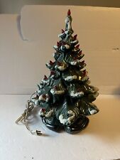 Vintage Ceramic Light Up Green  Christmas Tree About 16