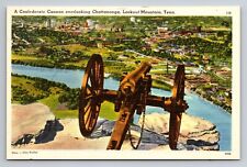 Confederate Cannon On Lookout Mountain Chattanooga Tennessee Linen Postcard picture