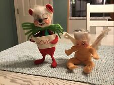 2 1971 Annalee Dolls Posable 7” Christmas Choir Mouse & Posable 7” Angel picture